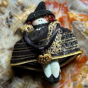 🎃 Halloween Witch Textile Handmade Holiday Brooch